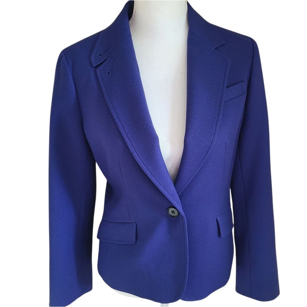 Talbots The Kate Fit Single Breasted Jewel Tone Blue Classic Wool Blazer Size 8p